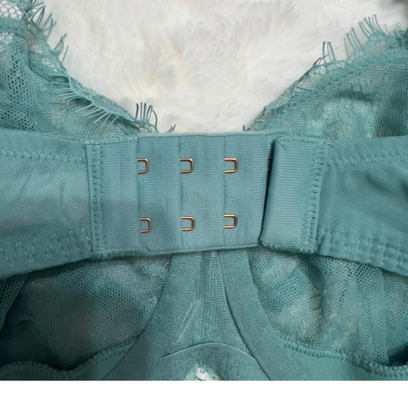 Victoria's Secret Bra Push Up Sea Green Lace Ribbon Trim Dream Angels Sz.34C - Picture 7 of 7